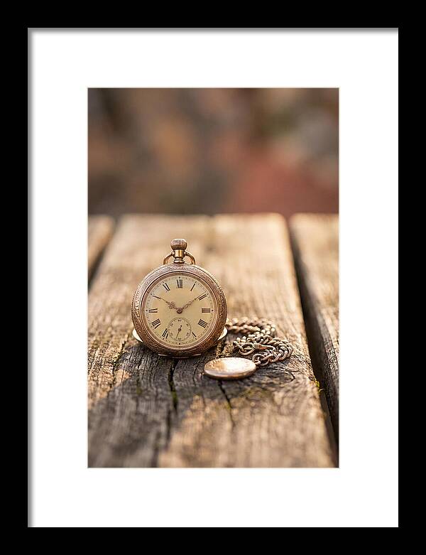 Antique Pocket Watch On Weathered Wood