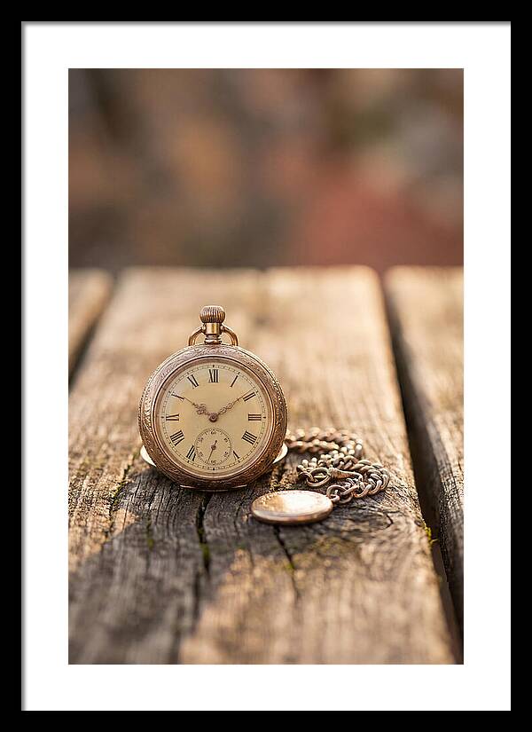 Antique Pocket Watch On Weathered Wood