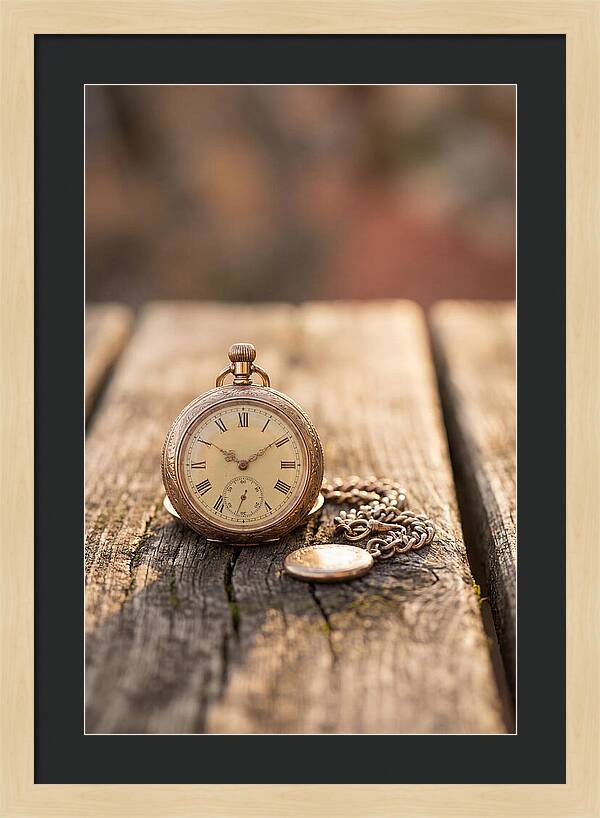 Antique Pocket Watch On Weathered Wood