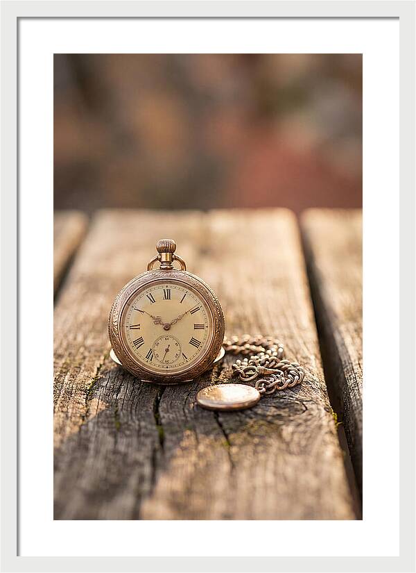 Antique Pocket Watch On Weathered Wood