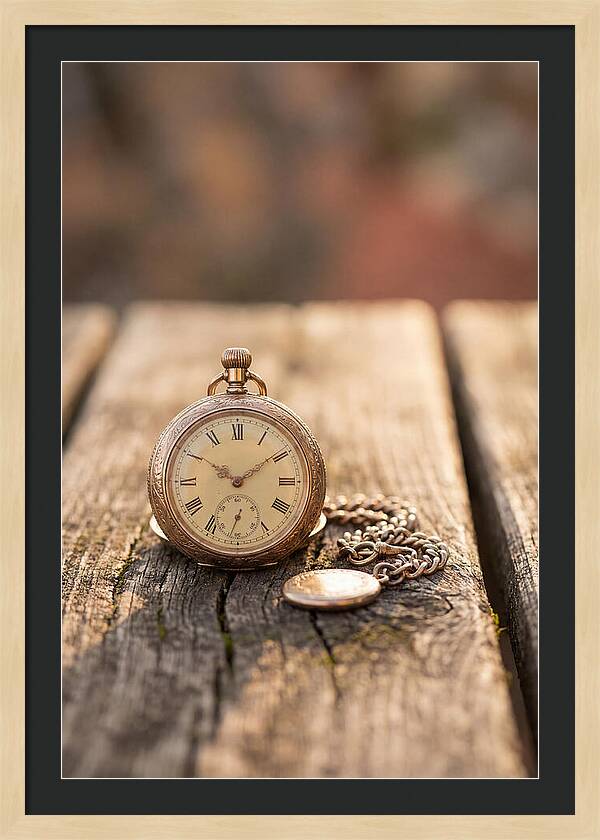 Antique Pocket Watch On Weathered Wood