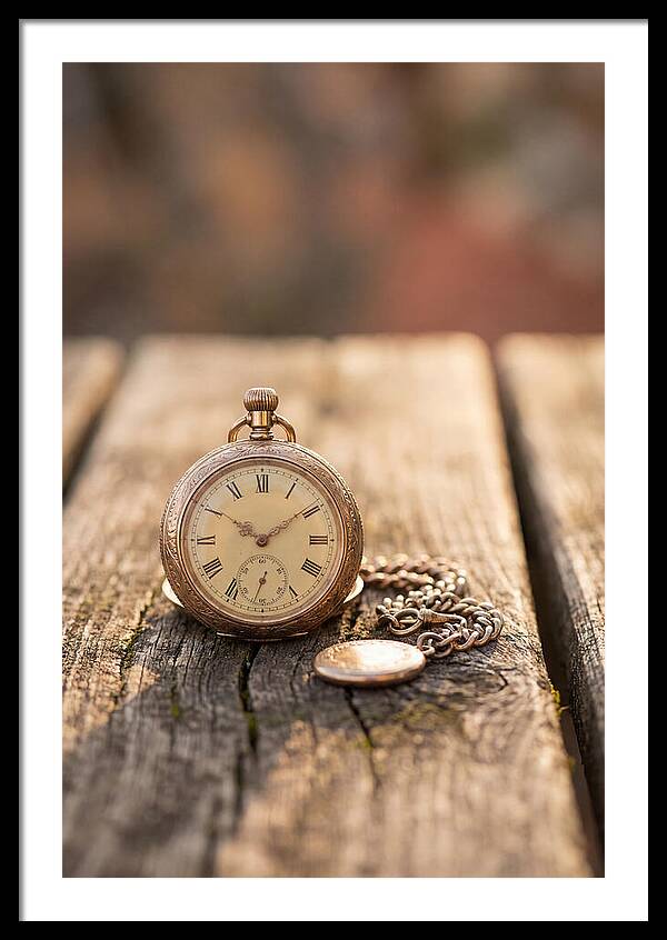 Antique Pocket Watch On Weathered Wood