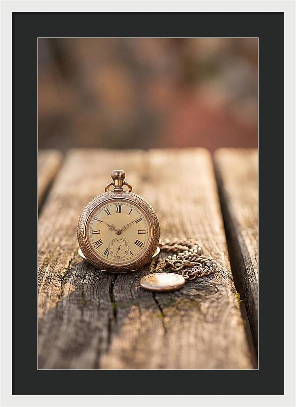 Antique Pocket Watch On Weathered Wood