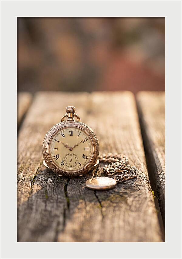 Antique Pocket Watch On Weathered Wood