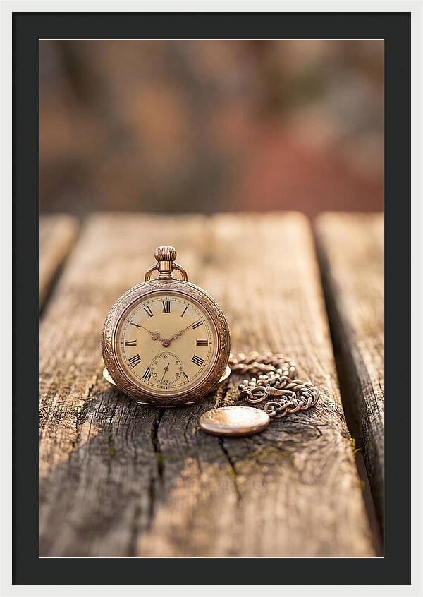 Antique Pocket Watch On Weathered Wood
