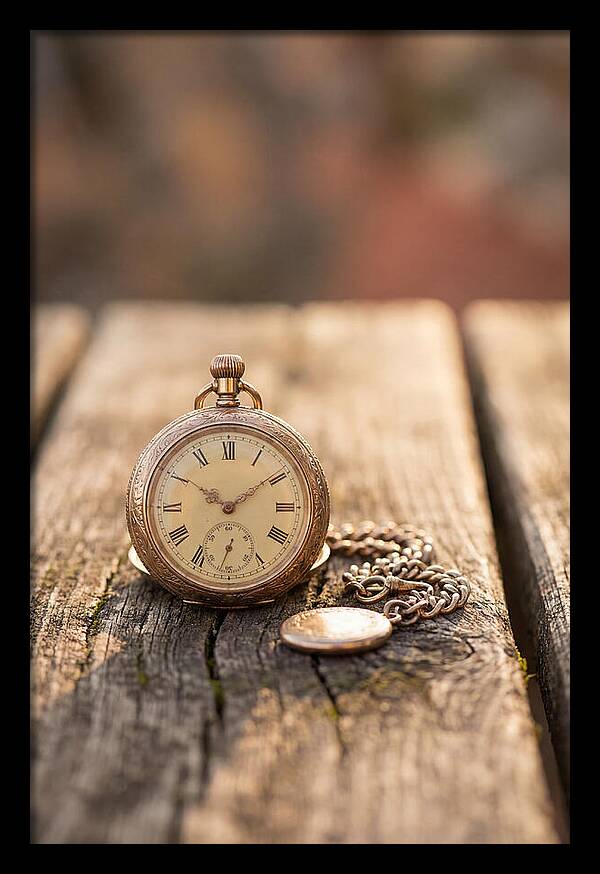 Antique Pocket Watch On Weathered Wood