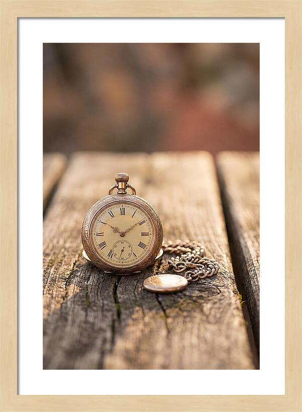 Antique Pocket Watch On Weathered Wood