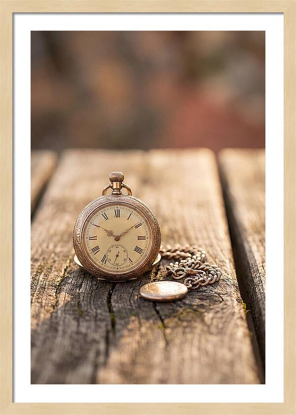Antique Pocket Watch On Weathered Wood