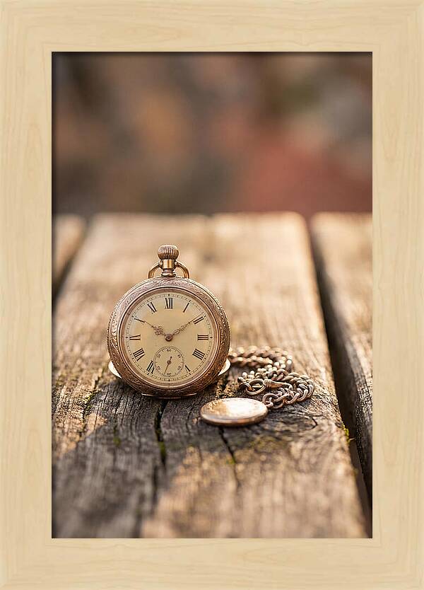 Antique Pocket Watch On Weathered Wood