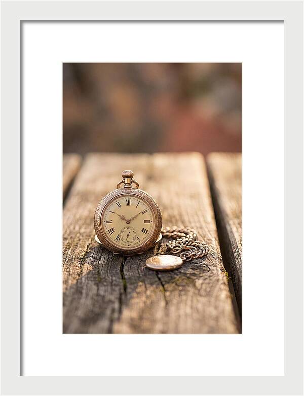 Antique Pocket Watch On Weathered Wood