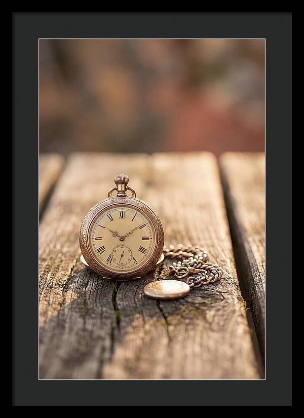 Antique Pocket Watch On Weathered Wood