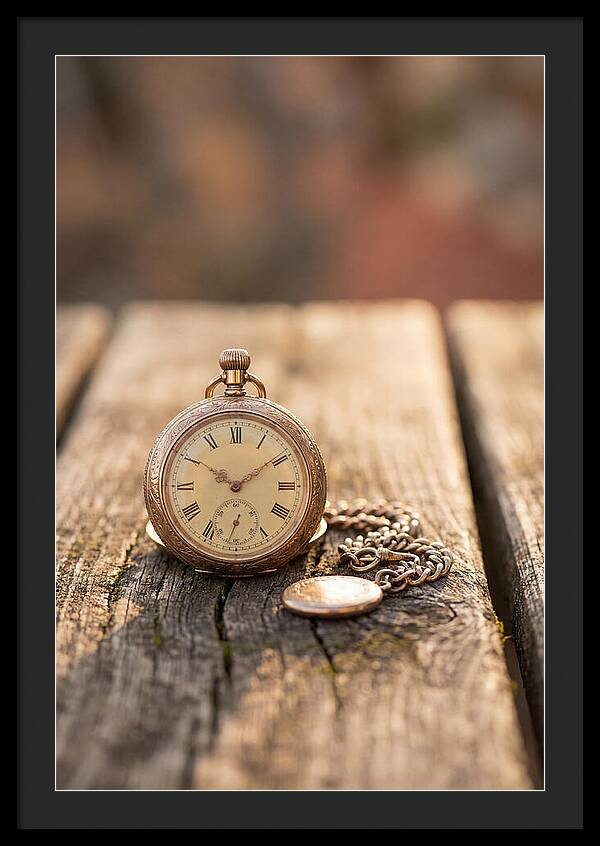 Antique Pocket Watch On Weathered Wood