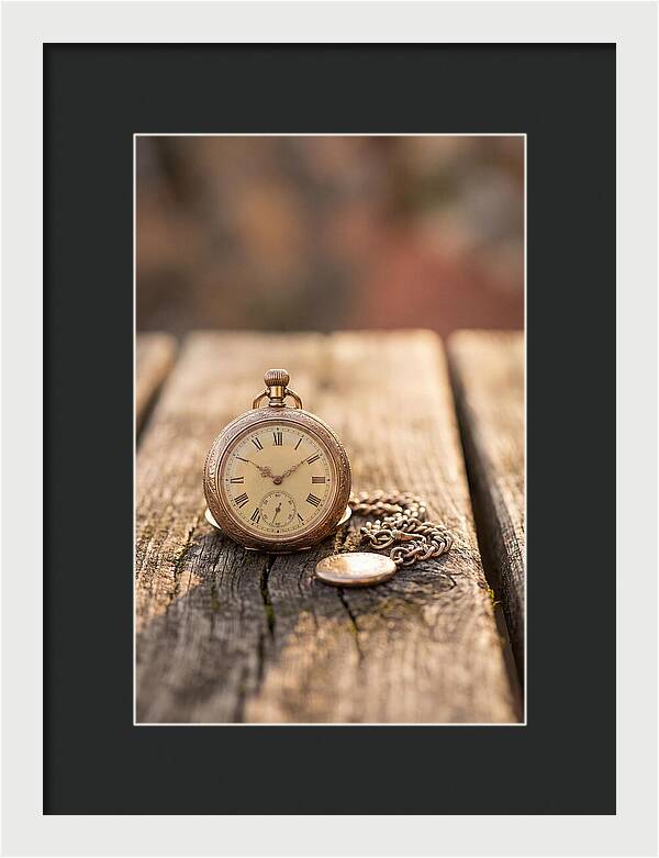 Antique Pocket Watch On Weathered Wood
