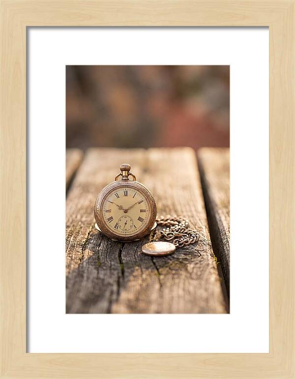 Antique Pocket Watch On Weathered Wood
