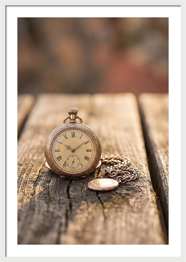 Antique Pocket Watch On Weathered Wood