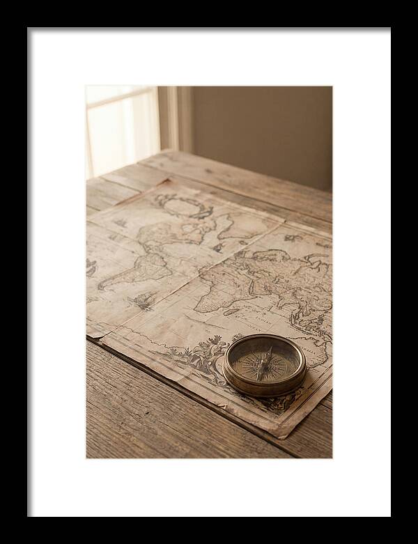 Antique World Map And Compass