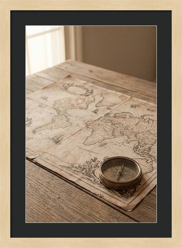 Antique World Map And Compass