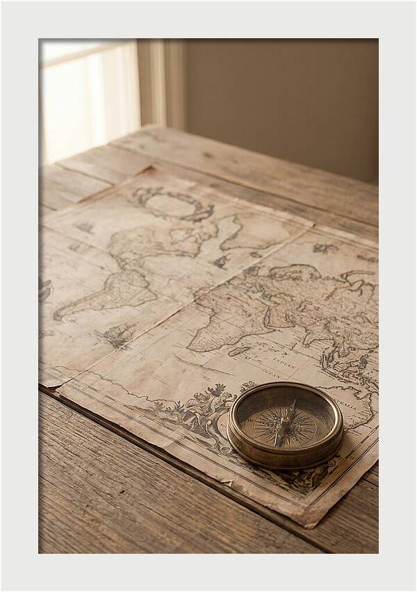 Antique World Map And Compass