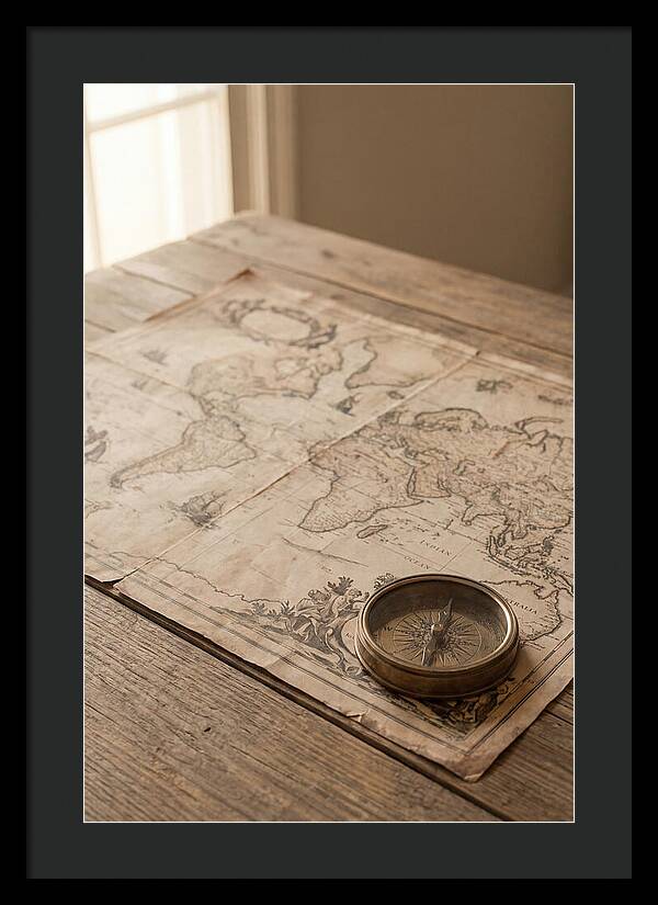 Antique World Map And Compass