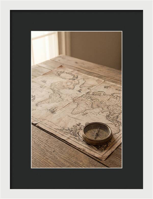 Antique World Map And Compass