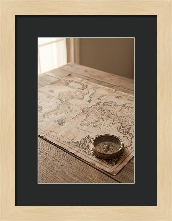 Antique World Map And Compass