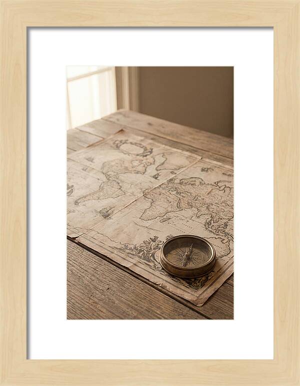 Antique World Map And Compass