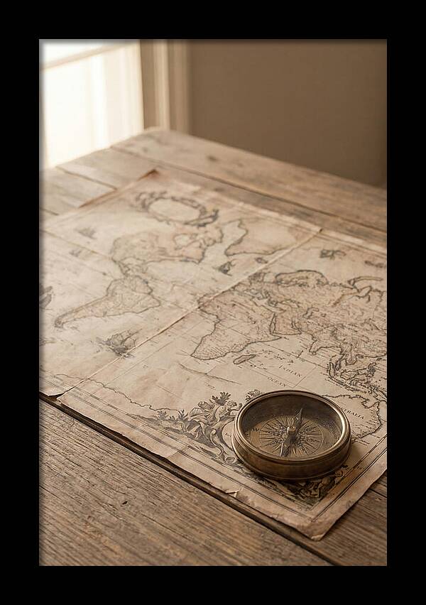 Antique World Map And Compass