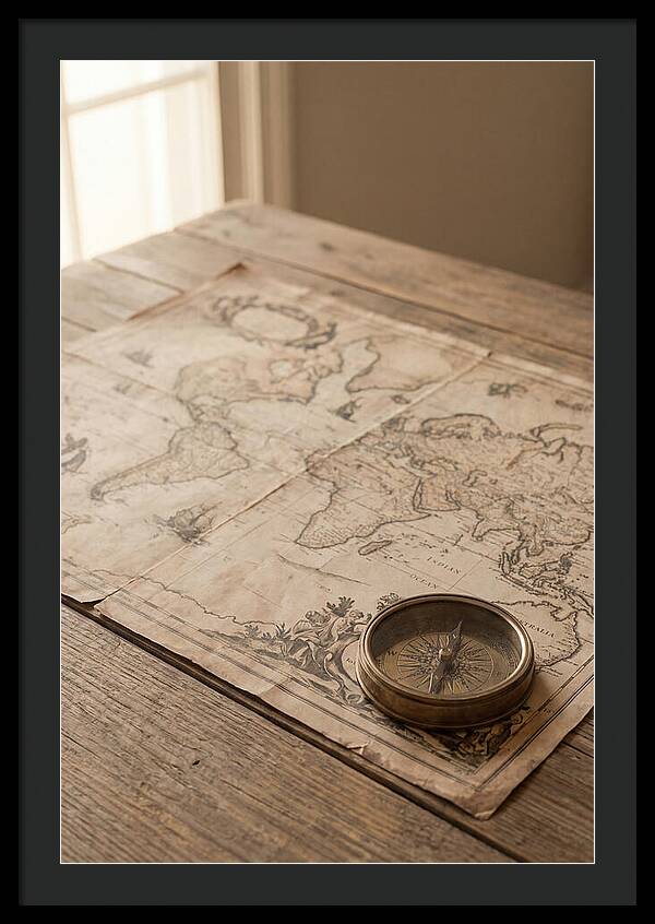 Antique World Map And Compass