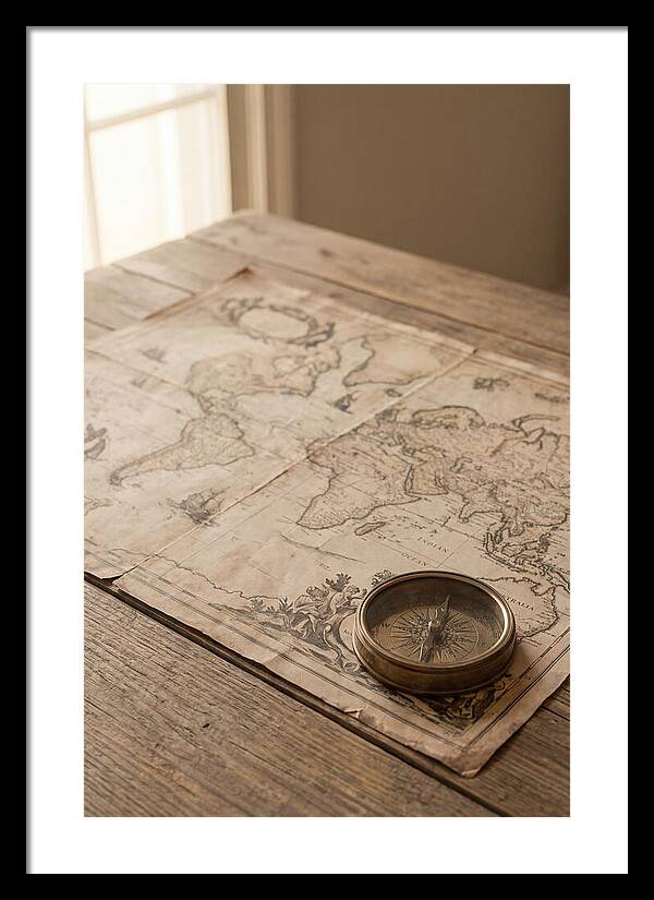 Antique World Map And Compass
