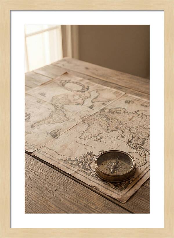 Antique World Map And Compass
