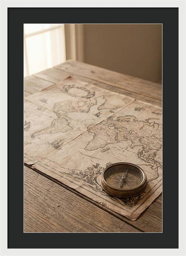 Antique World Map And Compass