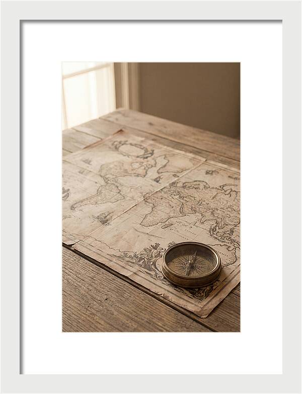 Antique World Map And Compass