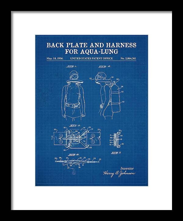 Aqua Lung Harness Blueprint Patent Us2864361a