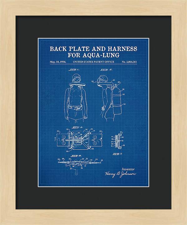 Aqua Lung Harness Blueprint Patent Us2864361a