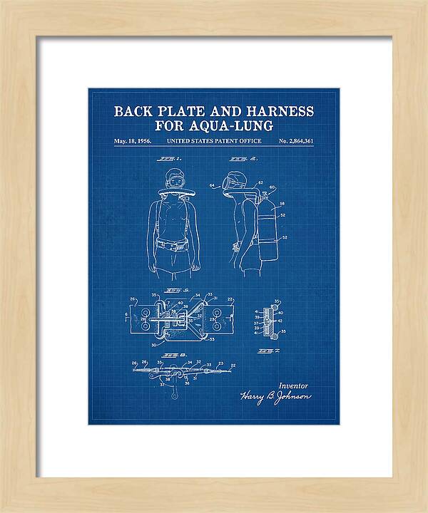 Aqua Lung Harness Blueprint Patent Us2864361a