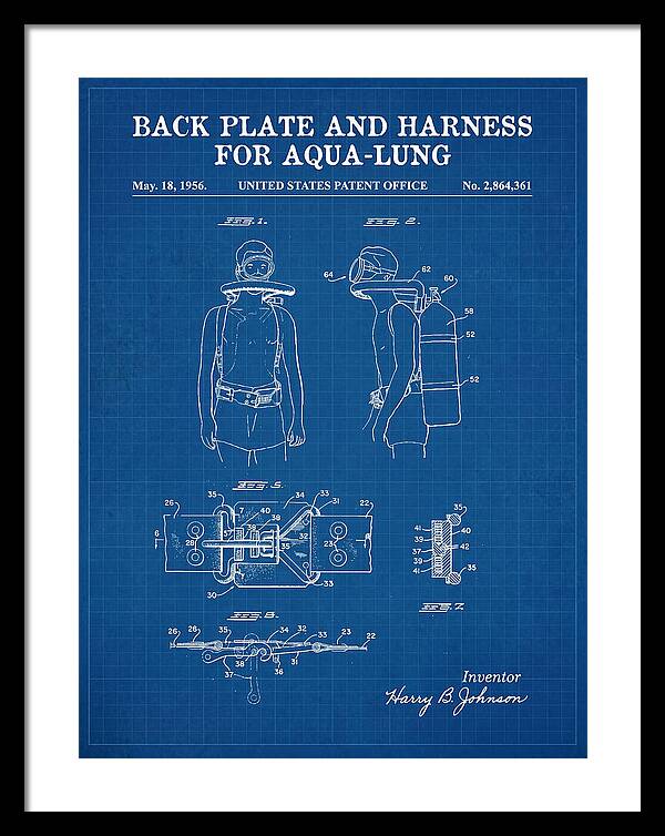 Aqua Lung Harness Blueprint Patent Us2864361a