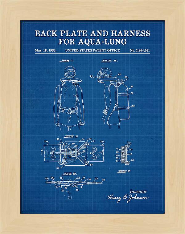 Aqua Lung Harness Blueprint Patent Us2864361a