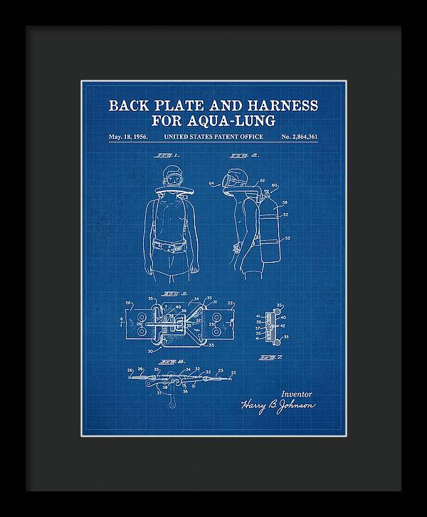 Aqua Lung Harness Blueprint Patent Us2864361a
