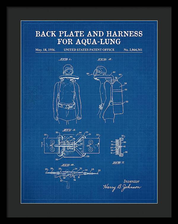 Aqua Lung Harness Blueprint Patent Us2864361a