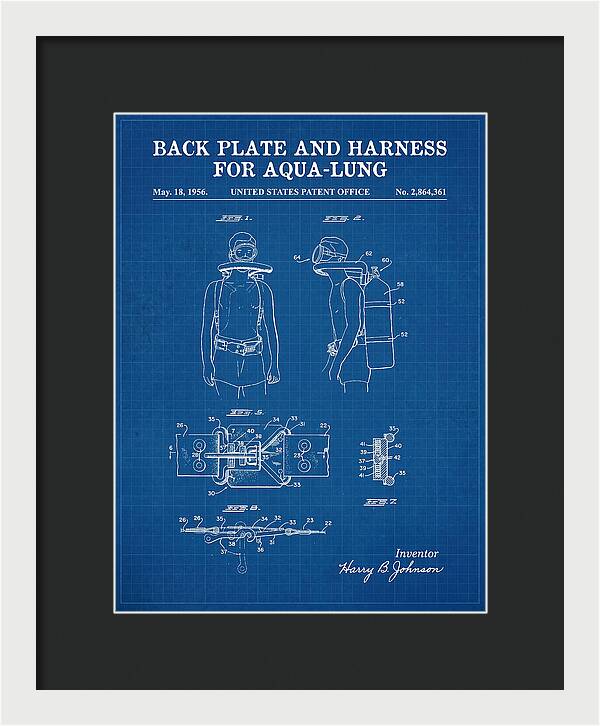 Aqua Lung Harness Blueprint Patent Us2864361a