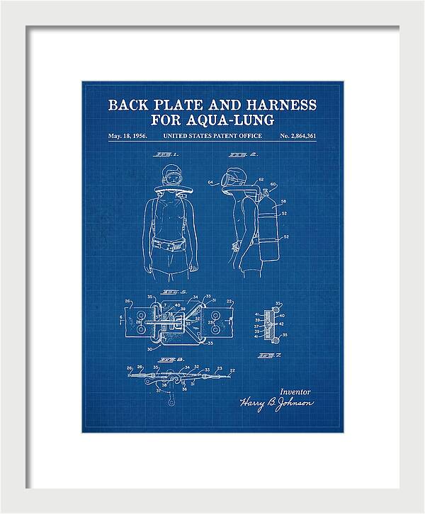 Aqua Lung Harness Blueprint Patent Us2864361a