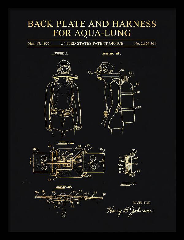 Aqua Lung Harness Gold Patent Us2864361a