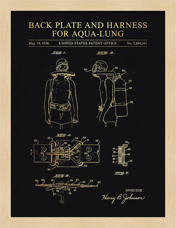 Aqua Lung Harness Gold Patent Us2864361a