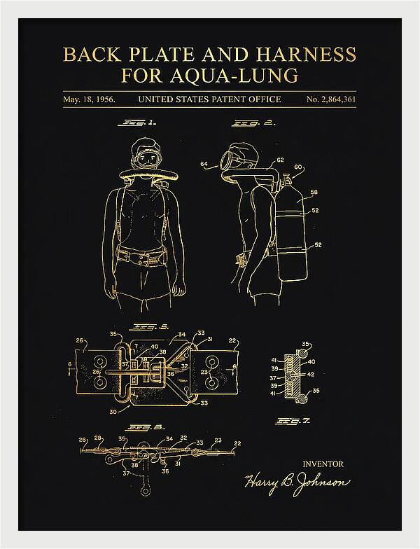 Aqua Lung Harness Gold Patent Us2864361a