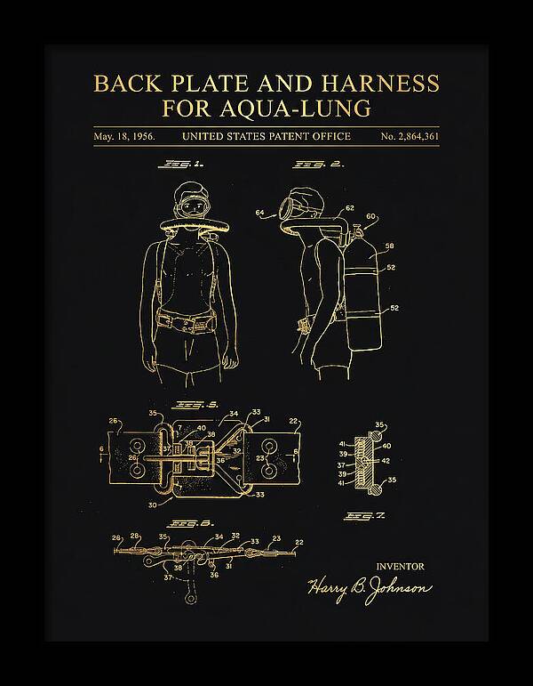 Aqua Lung Harness Gold Patent Us2864361a