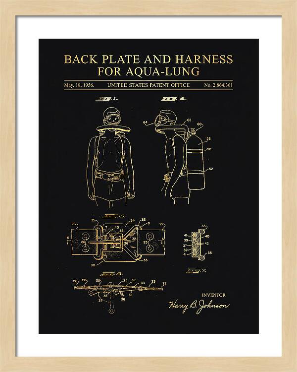 Aqua Lung Harness Gold Patent Us2864361a