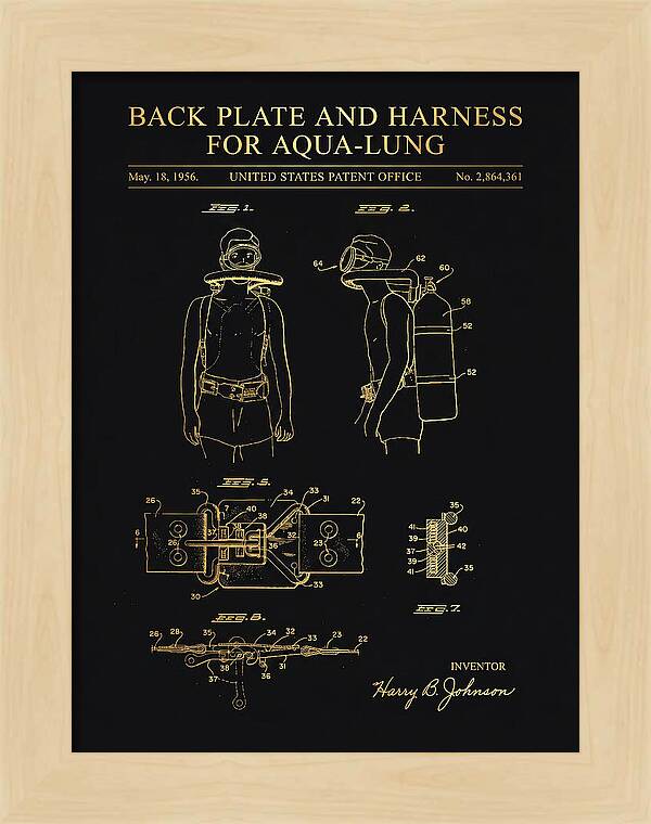 Aqua Lung Harness Gold Patent Us2864361a