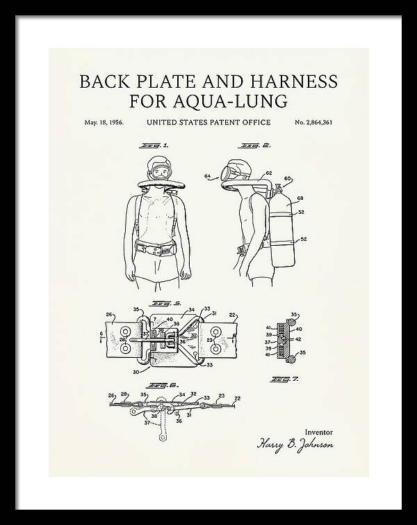 Aqua Lung Harness Minimalist Patent Us2864361a