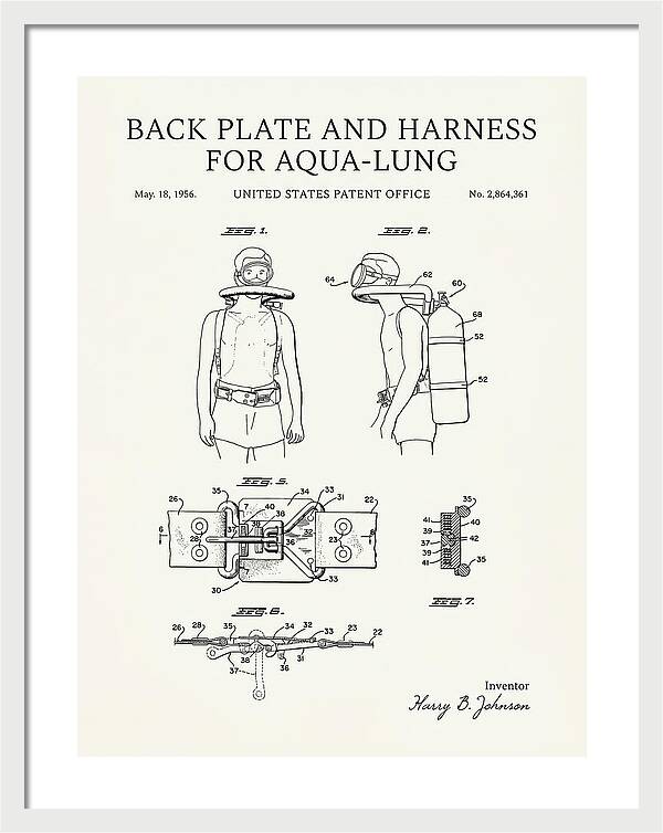 Aqua Lung Harness Minimalist Patent Us2864361a