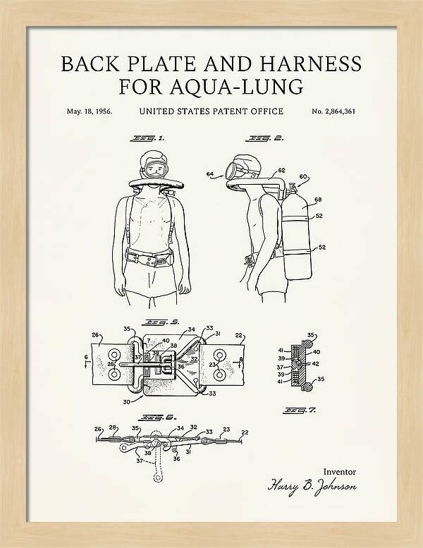 Aqua Lung Harness Minimalist Patent Us2864361a